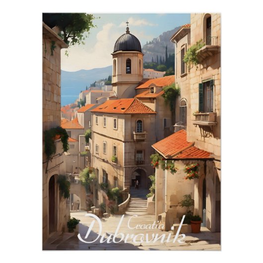 Poster Dubrovnik Croatie Centre Historique Impression de (Devant)