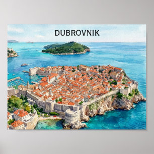 Poster Dubrovnik Croatie Vieille Ville Paysage Urbain Côt