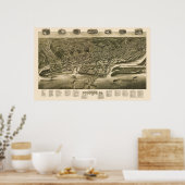 Poster Dubuque, Iowa Carte panoramique - 1889 (Cuisine)