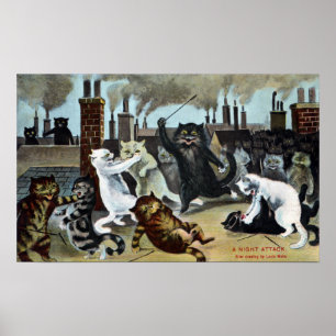 Poster Duc de chats It Out sur un dessus de toit