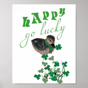 Poster Duck Clover Happy Go Lucky St Patrick's Day