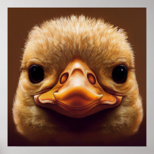 Poster Duck Life Like Portrait Beak with Yellow Feathers
