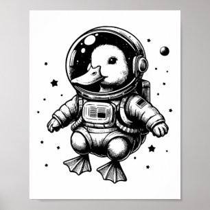 Poster Duck Papa Maman Espace - Astronaut Canard