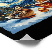 Poster Duck Van Gogh Style Stress Nuit Noël hiver (Coin)