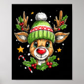 Poster Dude Reindeer Christmas Lights Cozy Reindeer Boy X (Devant)