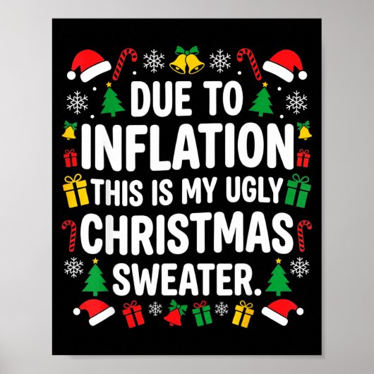 Poster Due To Inflation Ugly Christmas Sweater Shirt Men (Devant)