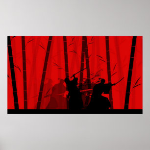 Poster Duel dans le Bambou rouge - bataille de Samurai
