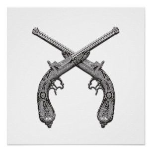 Poster Duel pistolet Antique