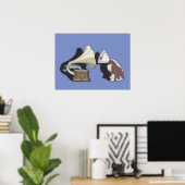Poster Duet - Chien & Gramophone (Bureau à domicile)