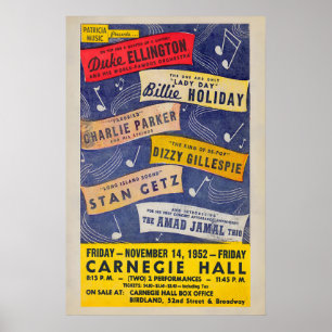 Poster Duke Ellington - Billie Holiday - Charlie Parker