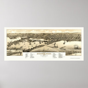 Poster Duluth, MN Carte panoramique - 1883