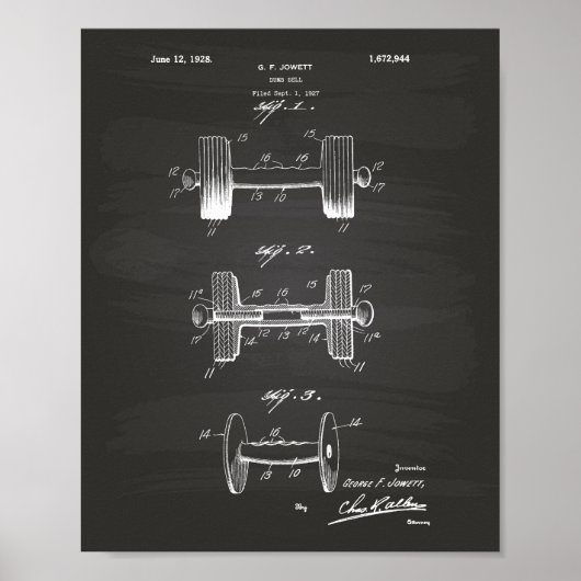 Poster Dumbbell 1928 Patent Art - Chalkboard (Devant)