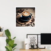 Poster d'un amoureux du café pour une coupe de lat (Bureau à domicile)