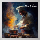 Poster d'un chef cuisine - dans le style d'une hui (Devant)