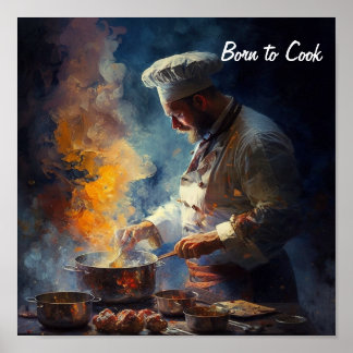 Poster d'un chef cuisine - dans le style d'une hui