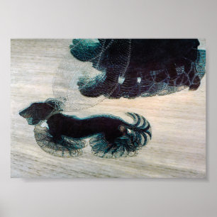 Poster d'un chien en laisse sur une affiche d'art