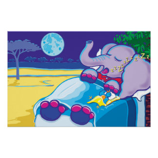 Poster d'un éléphant ronfle doux et son