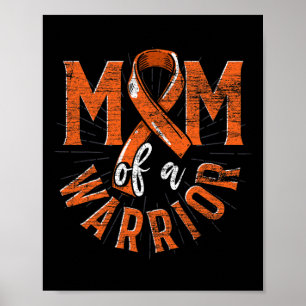 Poster D'Un Guerrier Orange Ribbon Cancer Leukemia