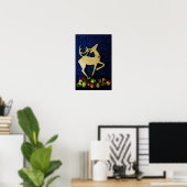 Poster d'un renne d'or avec Jingle Bells (Bureau à domicile)
