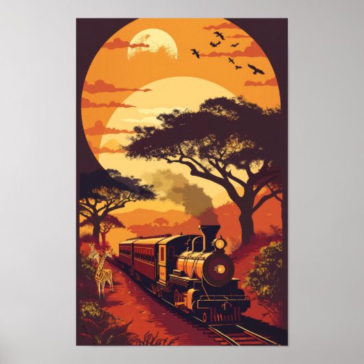 Poster d'un train de faune africain exotique (Devant)