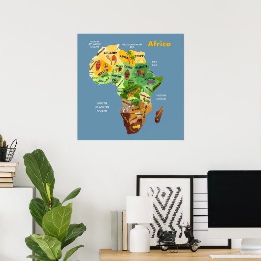 Poster d'une carte de l'Afrique (Bureau à domicile)