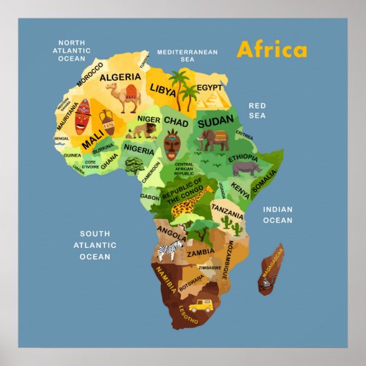 Poster d'une carte de l'Afrique (Devant)