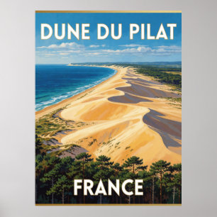 Poster Dune de Pilat France Paysage côtier de sable doré