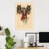 Poster d'une femme à deux chevaux (Bureau à domicile)
