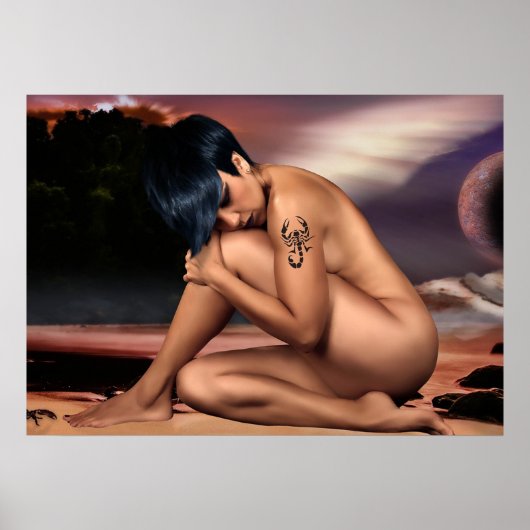 Poster d'une femme avec tatouage Scorpion (Devant)