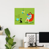 Poster d'une femme de lecture rétrospective (Bureau à domicile)