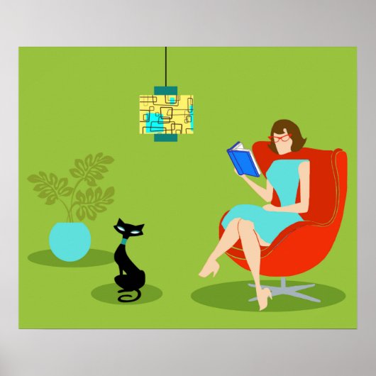 Poster d'une femme de lecture rétrospective (Devant)