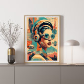 Poster d'une femme de nostalgie du futurisme tordu