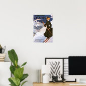 Poster d'une femme en ski vert (Bureau à domicile)