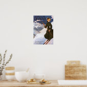 Poster d'une femme en ski vert (Cuisine)