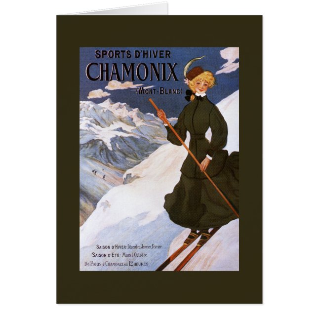 Poster d'une femme en ski vert (Devant)