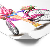 Poster d'une fille blonde avec un vélo rose (Coin)