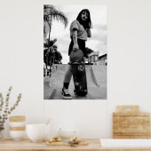 Poster d'une fille de patinage B&W - Skateboard (Cuisine)