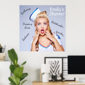Poster d'une fille de voilier rétro avec texte mod (Bureau à domicile)