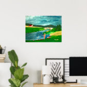 Poster d'une fille qui est allée pêcher (Bureau à domicile)