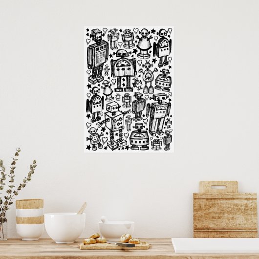 Poster d'une foule de robots (Cuisine)