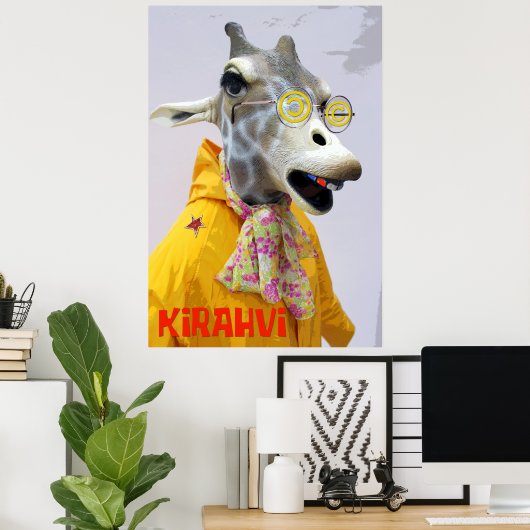 Poster d'une girafe amusante ! (Bureau à domicile)