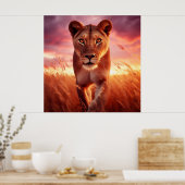 Poster d'une lionne sauvage (Cuisine)
