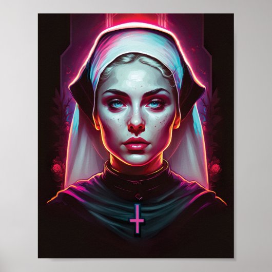 Poster d'une religieuse Déplaisante - Cyberpunk (Devant)