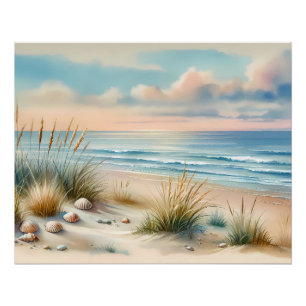 Poster Dunes côtières pastel à l'aquarelle