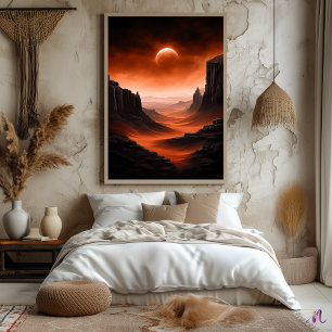 Poster Dunes cramoisies – Paysage martien monochrome