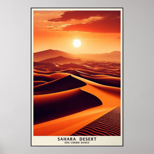 Poster Dunes infinies de l'Erg Chebbi, Maroc (Devant)