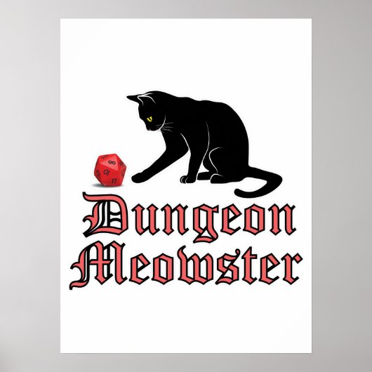 Poster Dungeon Meowster Funny RPG Cat with Dice (Devant)