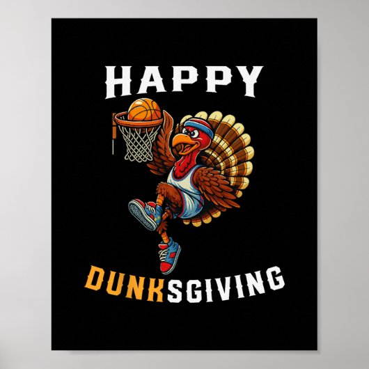 Poster Dunksgiving Turkey Sketll Player Funny Thanksgivin (Devant)