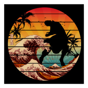 POSTER DUNNY DINOSAUR WAVE DE KANAGAWA VINTAGE