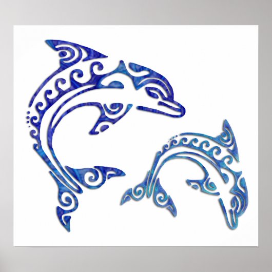 Poster Duo de marsouins de tatouage tribaux (Devant)